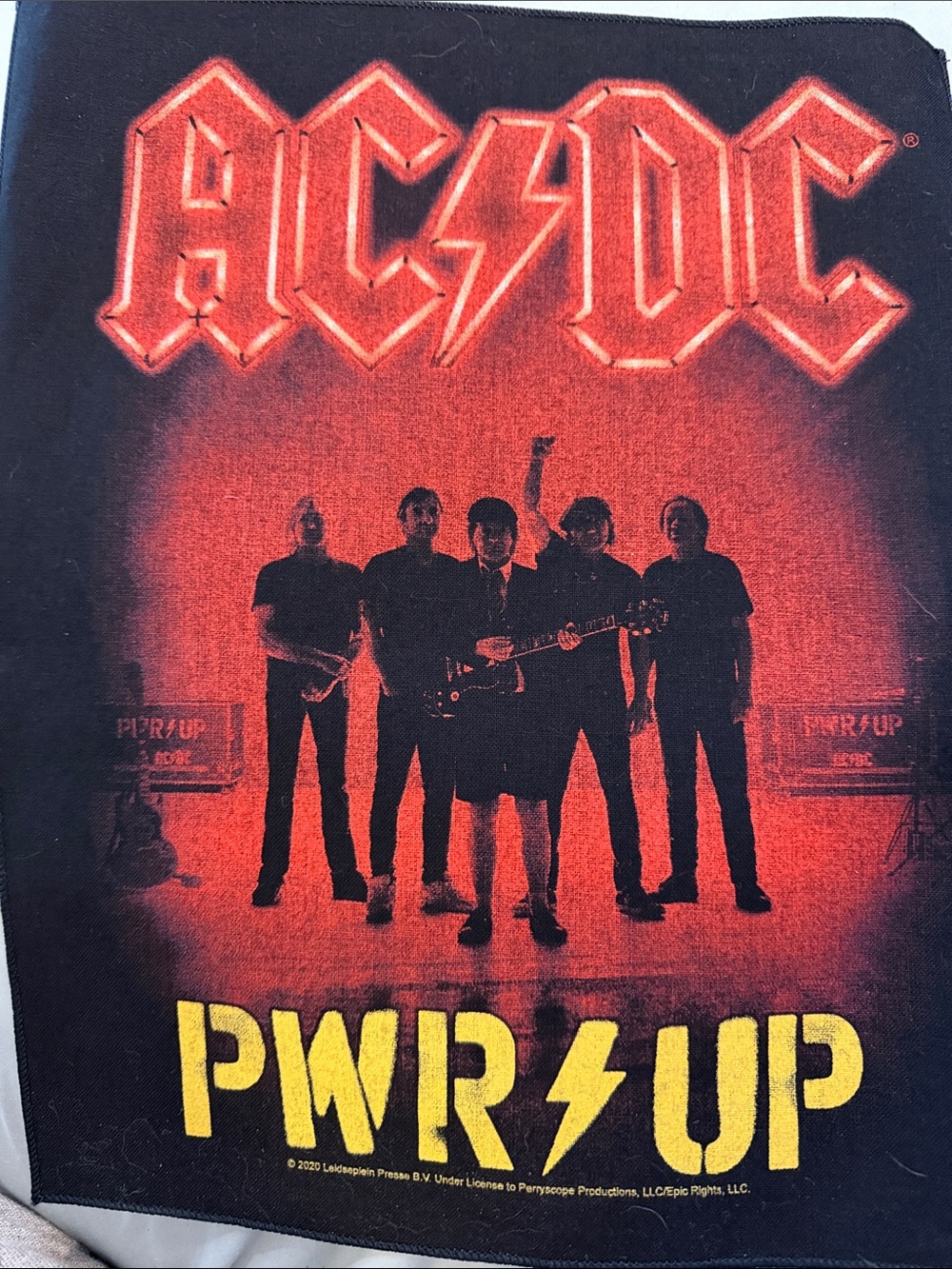 AC/DC Black & Red 'PWR UP' Graphic back patch with Yellow Accent